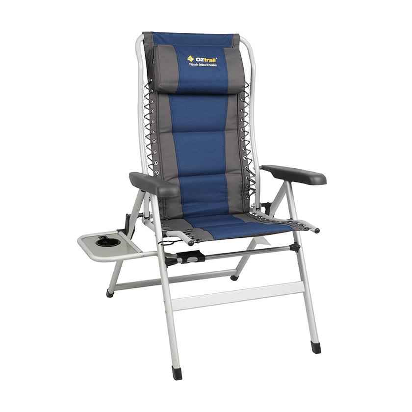 OZtrail Cascade Deluxe Camping Chair with Table - 8 Position Comfort