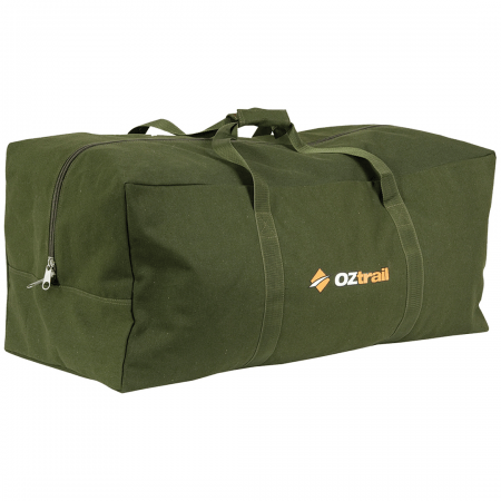 Oztrail Medium Duffel Bag is a durable tough canvas duffle bag, heavy duty webbing handles with continuous strap around the base.