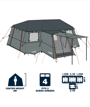 OZtrail Fast Frame BlockOut Tent - Experience Ultimate Comfort with the Lumos 12P for Your Outdoor Adventure