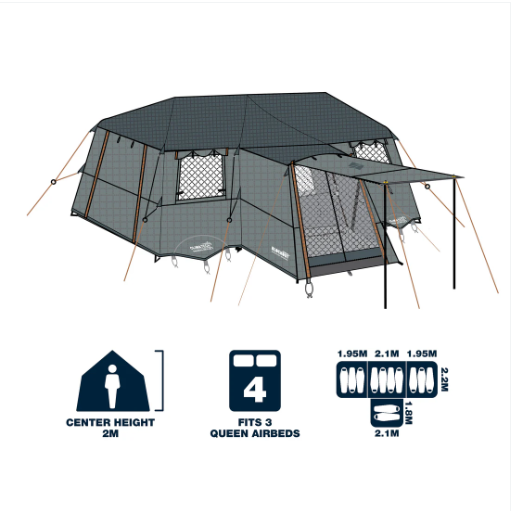 OZtrail Fast Frame BlockOut Tent - Experience Ultimate Comfort with the Lumos 12P for Your Outdoor Adventure