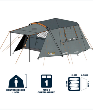 OZtrail Fast Frame Tent - BlockOut Lumos 4P Tent for Ultimate Camping Comfort