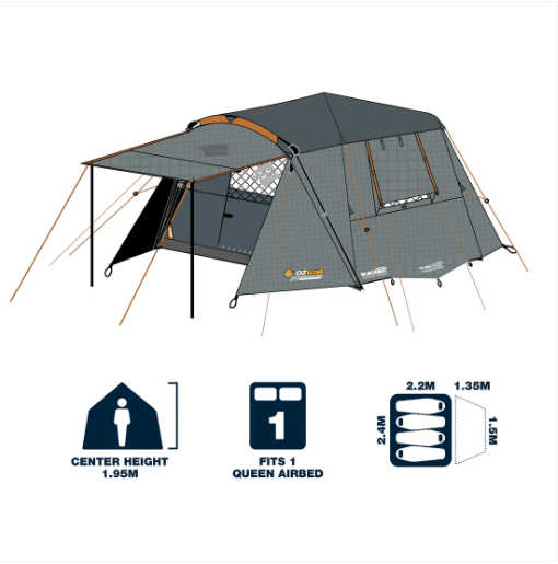 OZtrail Fast Frame Tent - BlockOut Lumos 4P Tent for Ultimate Camping Comfort