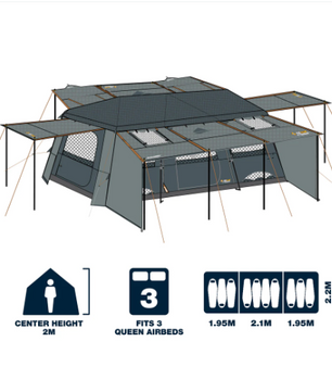 OZtrail Lumos 10P Tent - Fast Frame BlockOut Technology for Ultimate Comfort