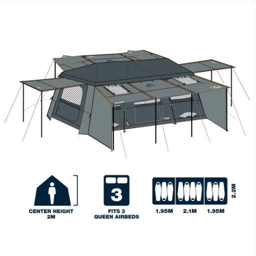 OZtrail Lumos 10P Tent - Fast Frame BlockOut Technology for Ultimate Comfort
