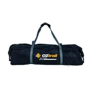 The black branded carry bag for the OZtrail Fast Frame 3P tent featuring grey handles and the product logo