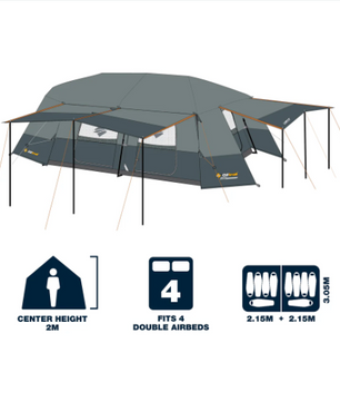 Oztrail Fast Frame Headland Tent - Spacious 10-Person, 2-Room Design