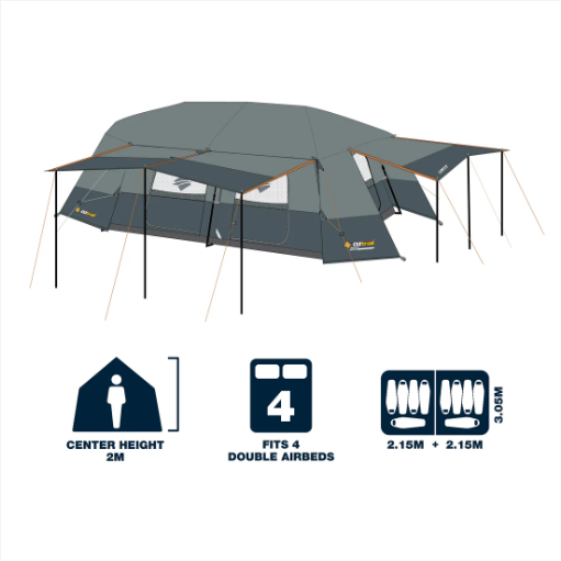 Oztrail Fast Frame Headland Tent - Spacious 10-Person, 2-Room Design